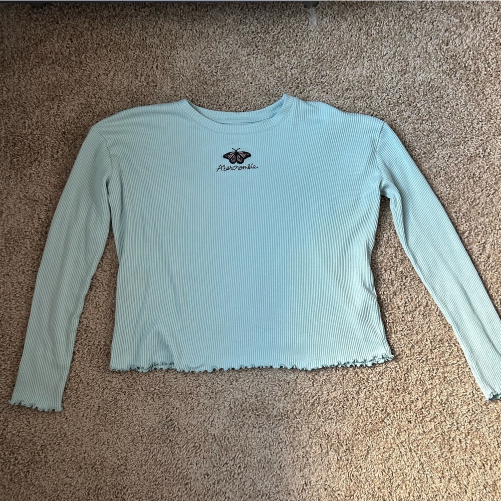 Girls Mint Green Abercrombie Kids Butterfly Long Sleeve Size 13/14 |A27